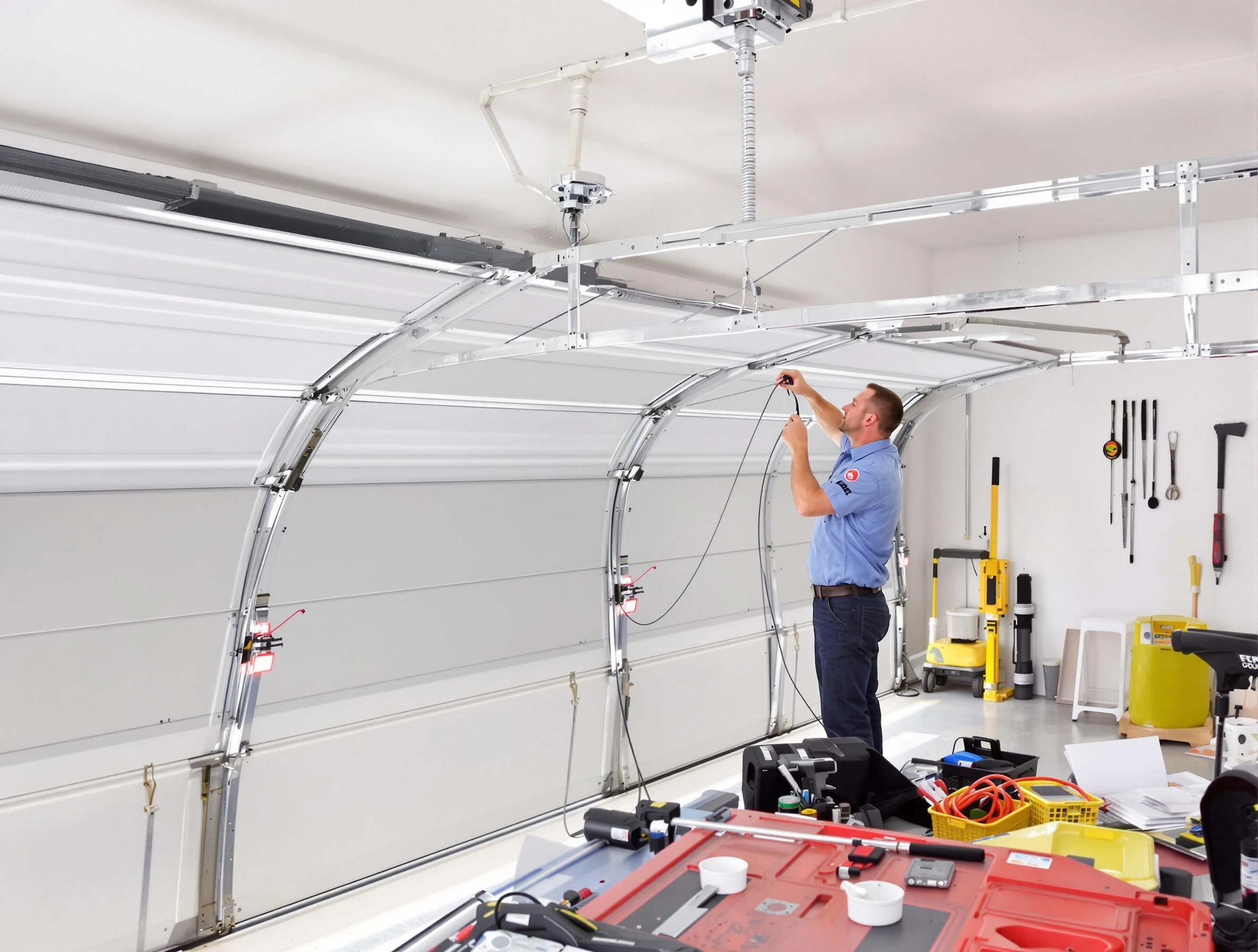 Garage door cable repair service by Belmont Garage Door Repair in Belmont
